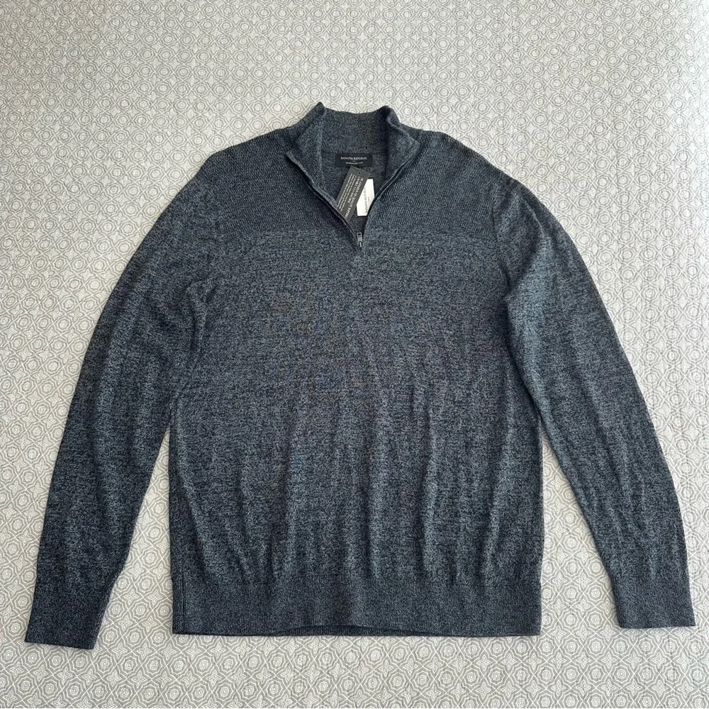 NEW! Banana Republic Men’s Premium Luxe Yarn 1/4 Zip Sweater Charcoal Size L